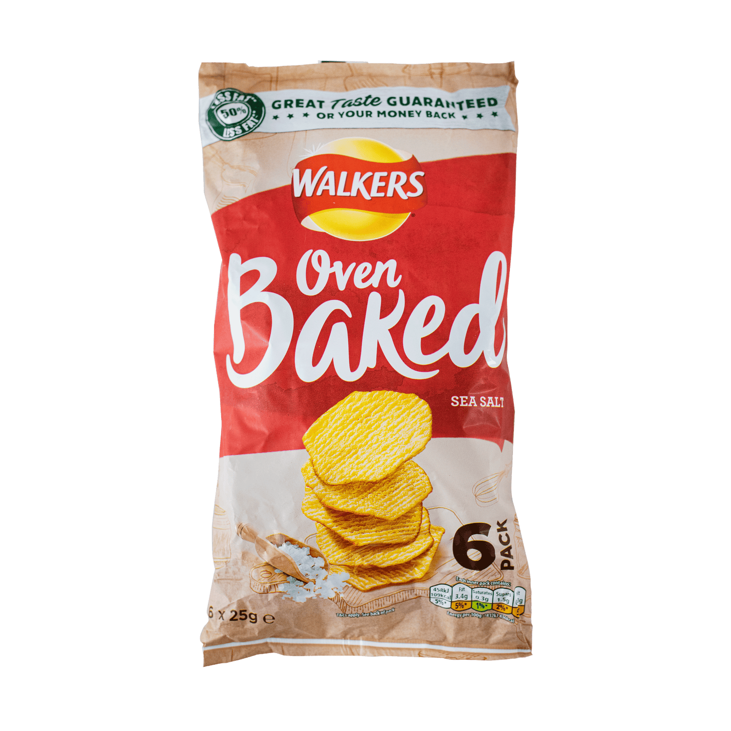 Walkers Oven Baked Sea Salt Crisps (6 x 25g)