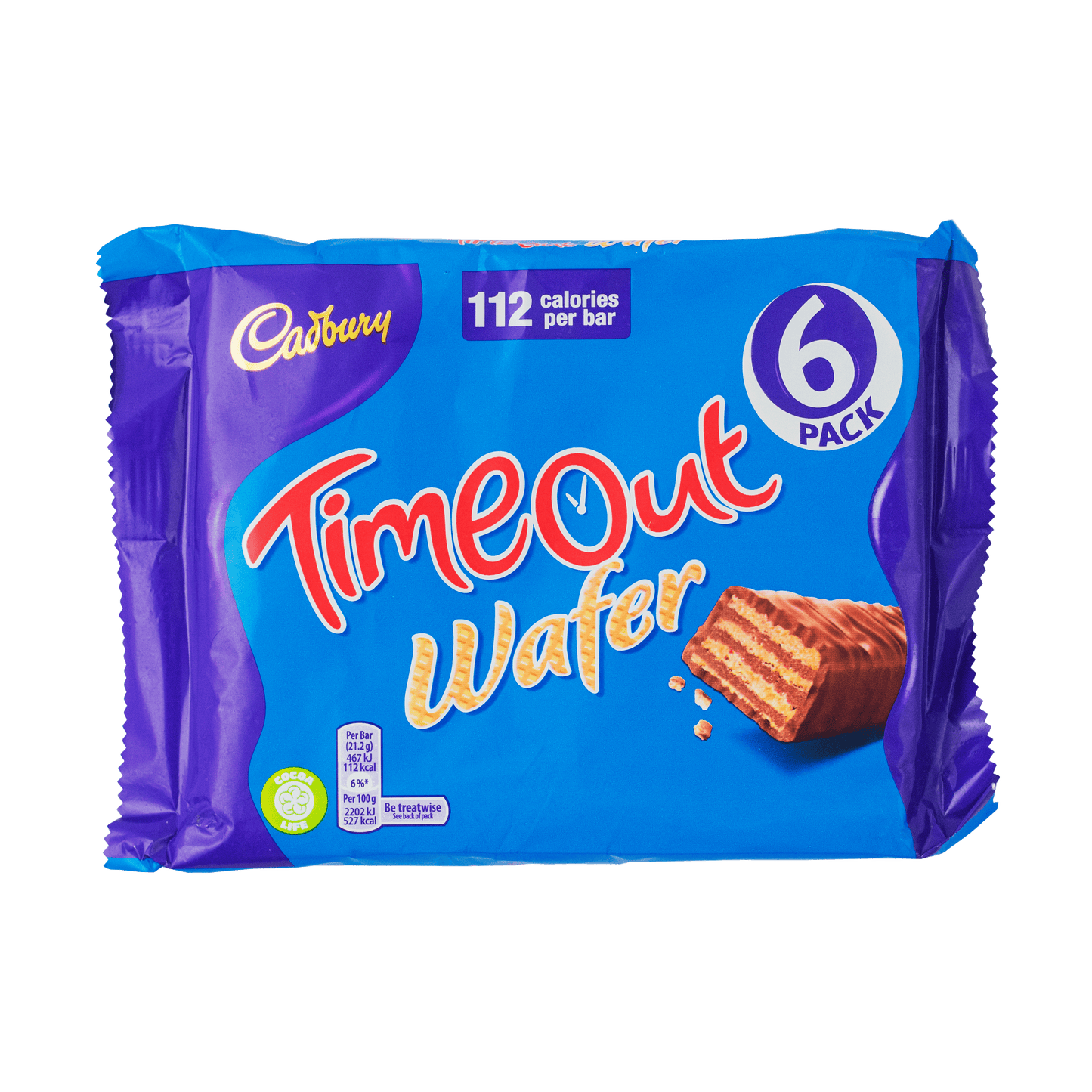 Cadbury Timeout Milk Chocolate Wafer Bar (6 x 20.2 g) 121.2g