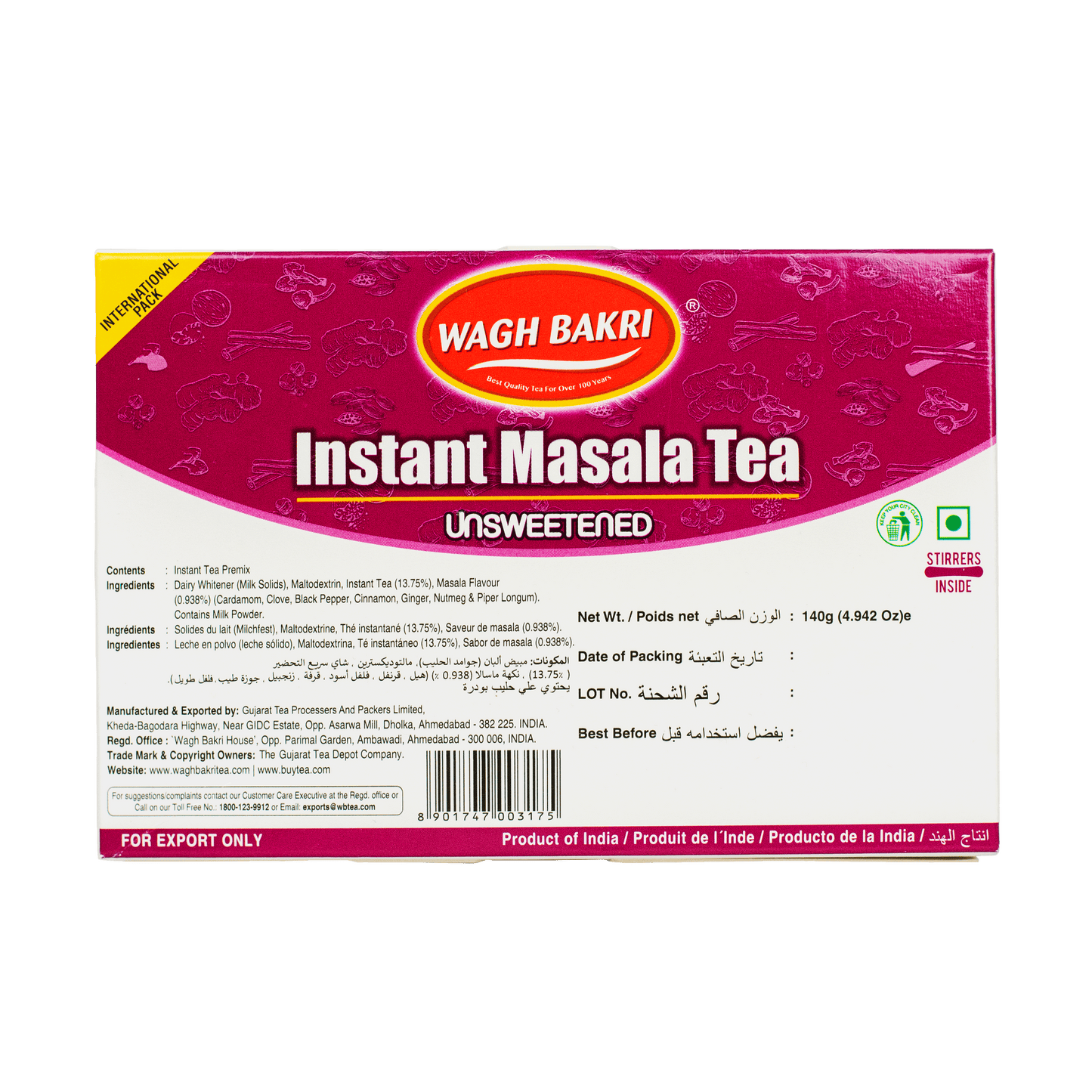 Wagh Bakri Instant Masala Tea - Karak Chai 140g